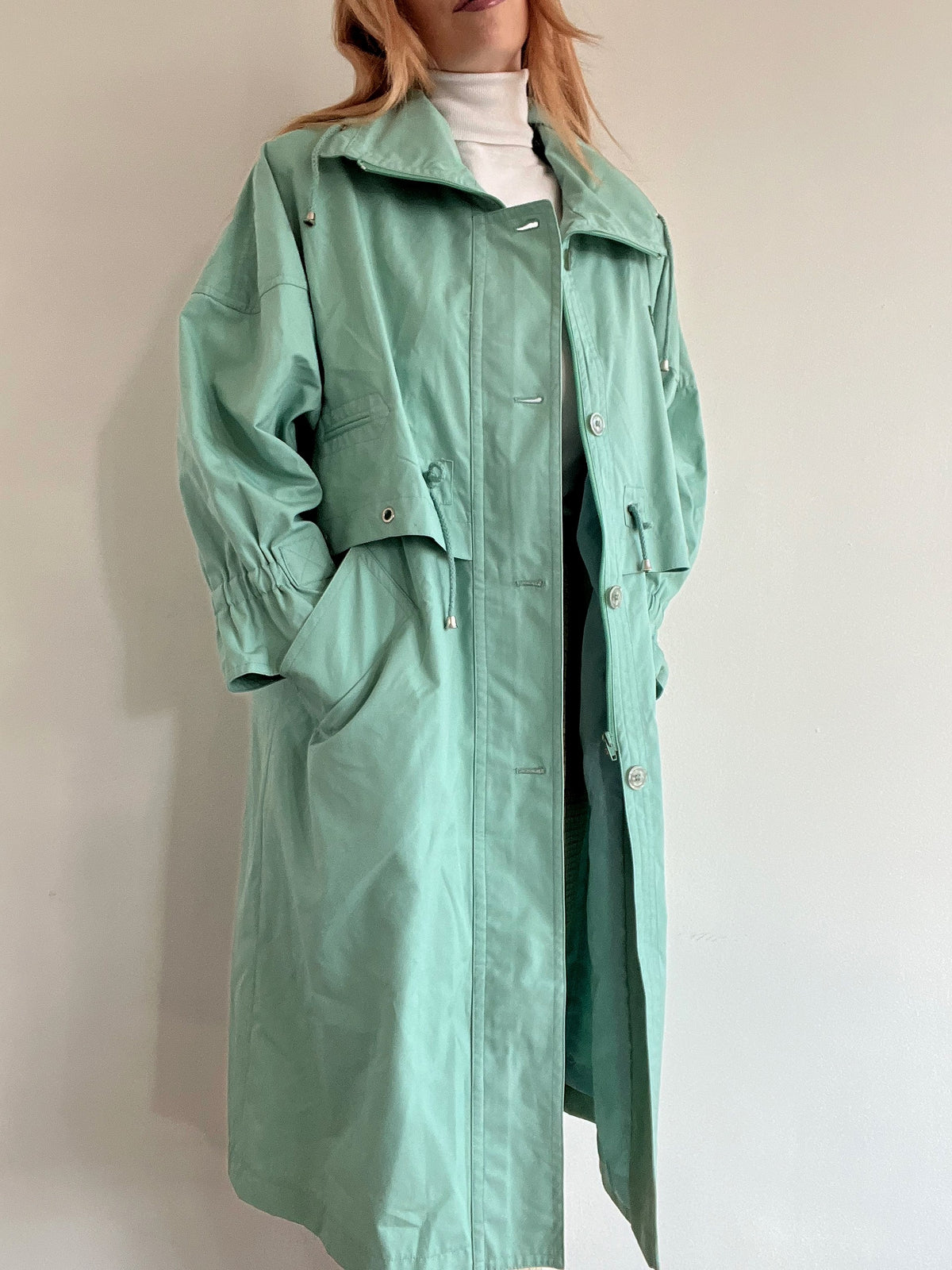 Trench coat vintage vert d'eau M/L