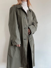 Vintage khakifarbener Wende-Trenchcoat aus Wolle L/XL 