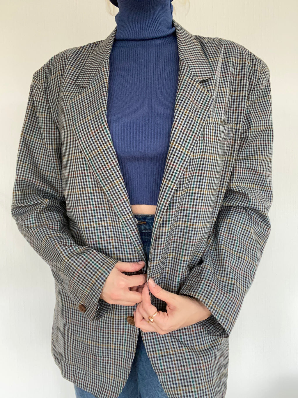 Oversized gray/blue blazer jacket L