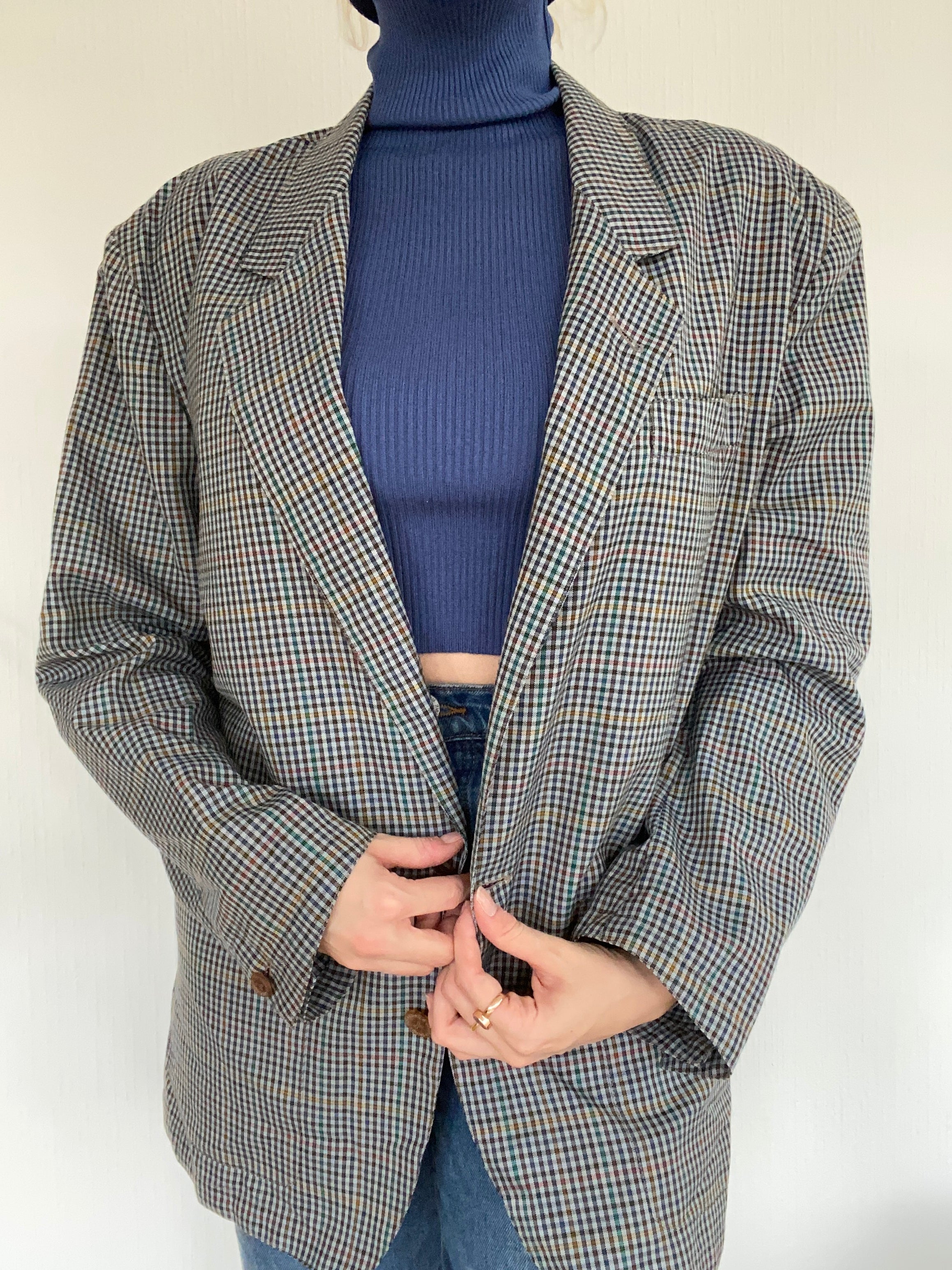 Oversized gray/blue blazer jacket L