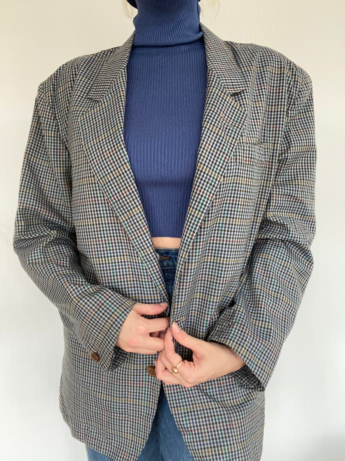 Oversized gray/blue blazer jacket L