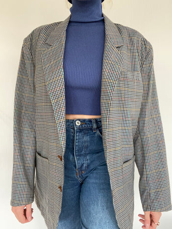 Oversized gray/blue blazer jacket L