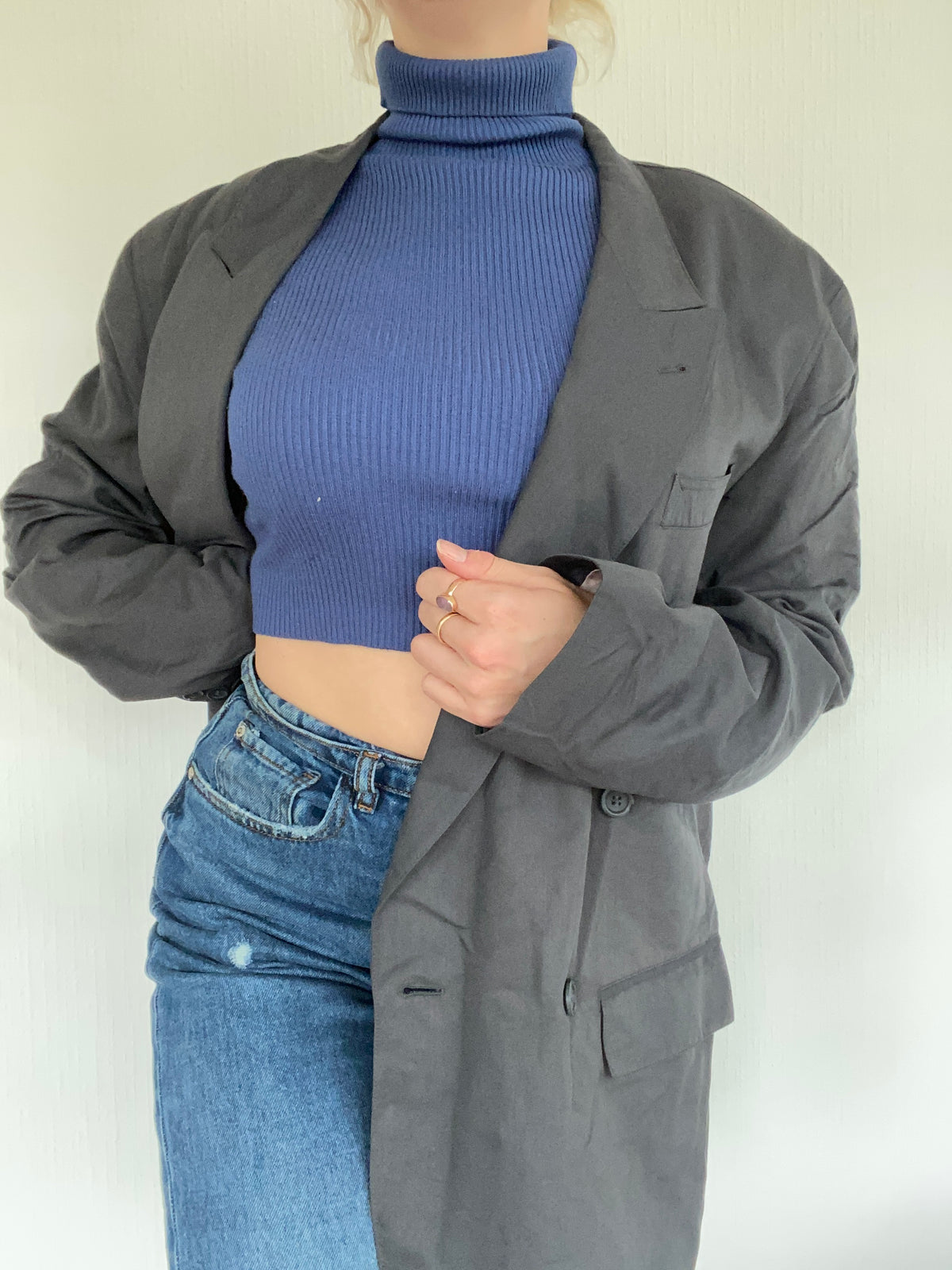 Oversized dark gray blazer jacket L