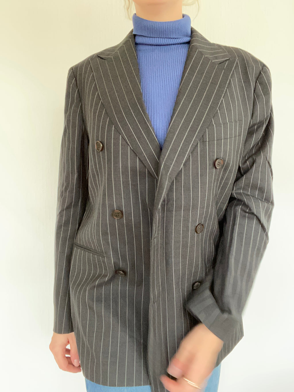 Black striped blazer jacket M/L