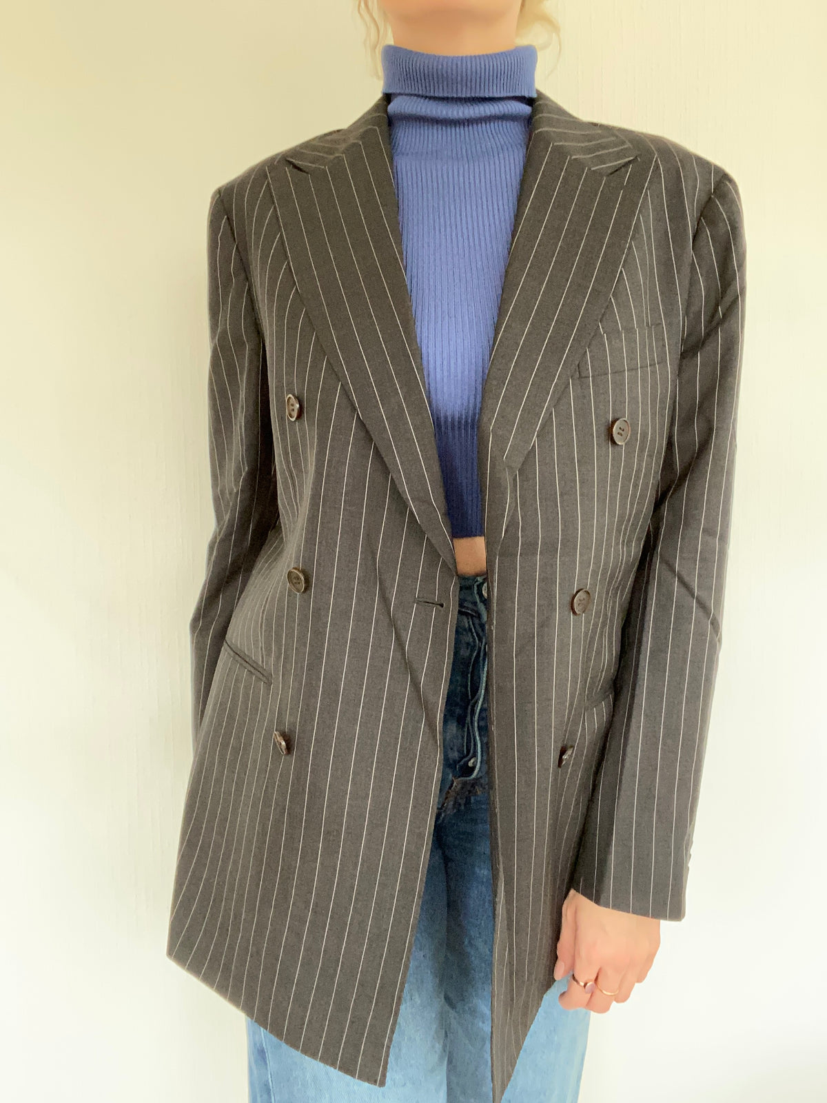 Black striped blazer jacket M/L