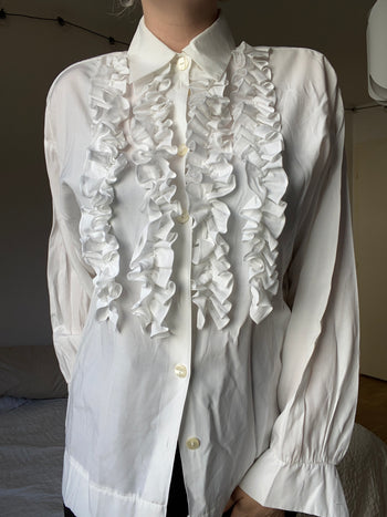 White blouse with frills M