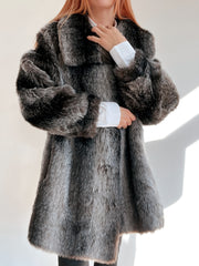 Manteau vintage en fausse fourrure gris oversized M