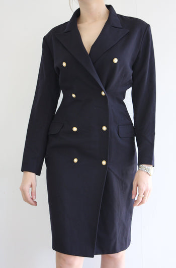 Robe blazer bleue avec boutons dorés M