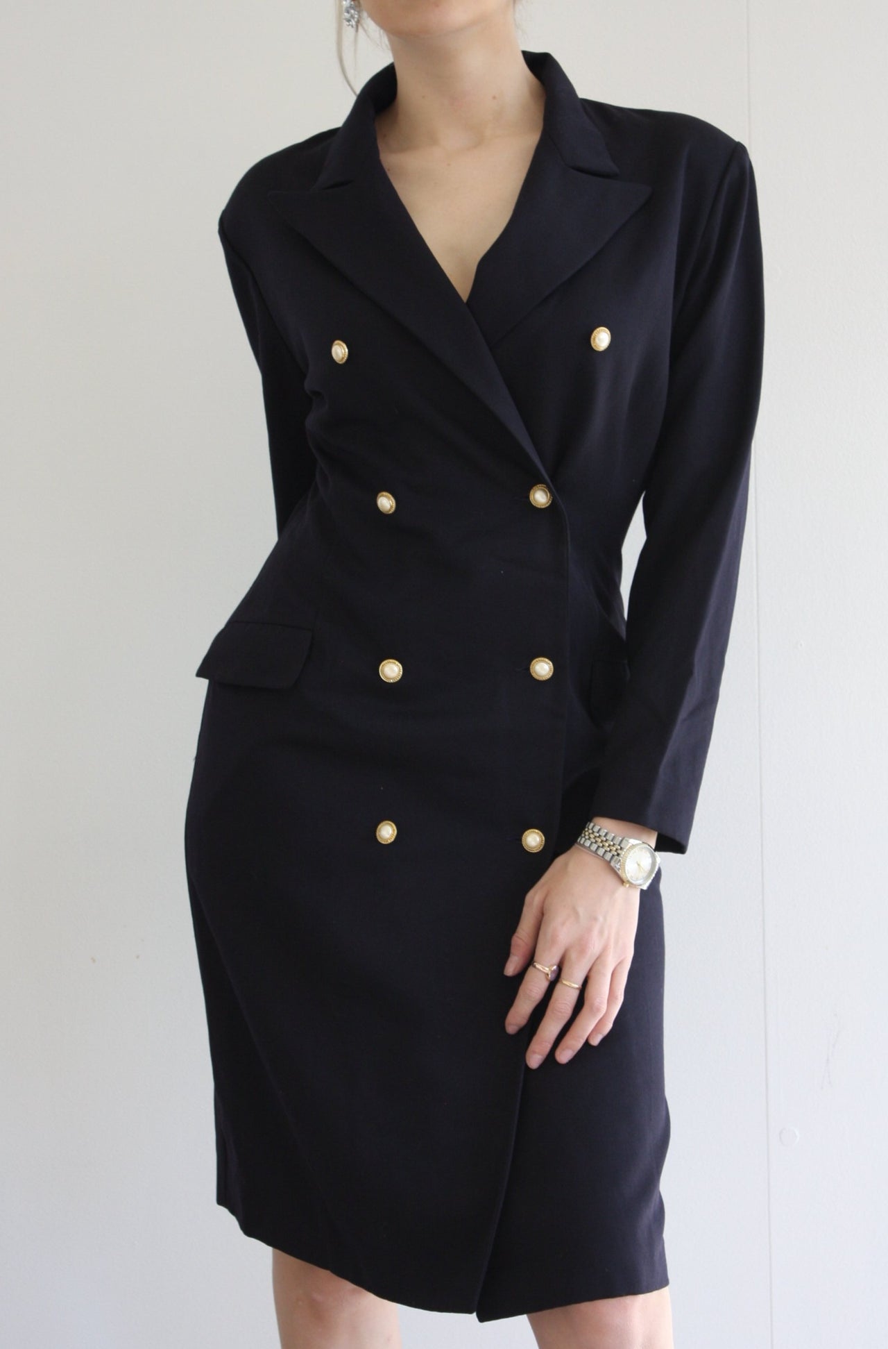 Robe blazer bleue avec boutons dorés M