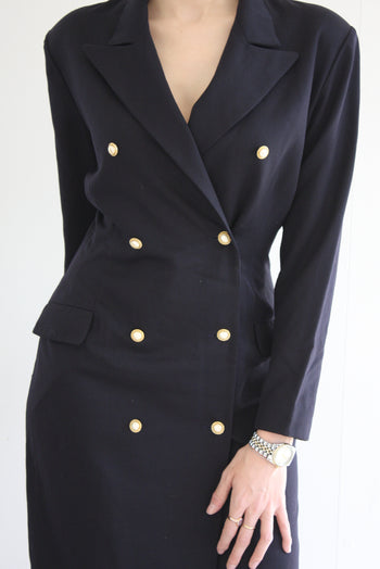 Robe blazer bleue avec boutons dorés M