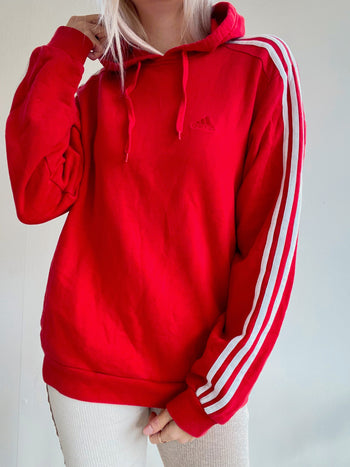 Pull rouge à capuche Adidas M