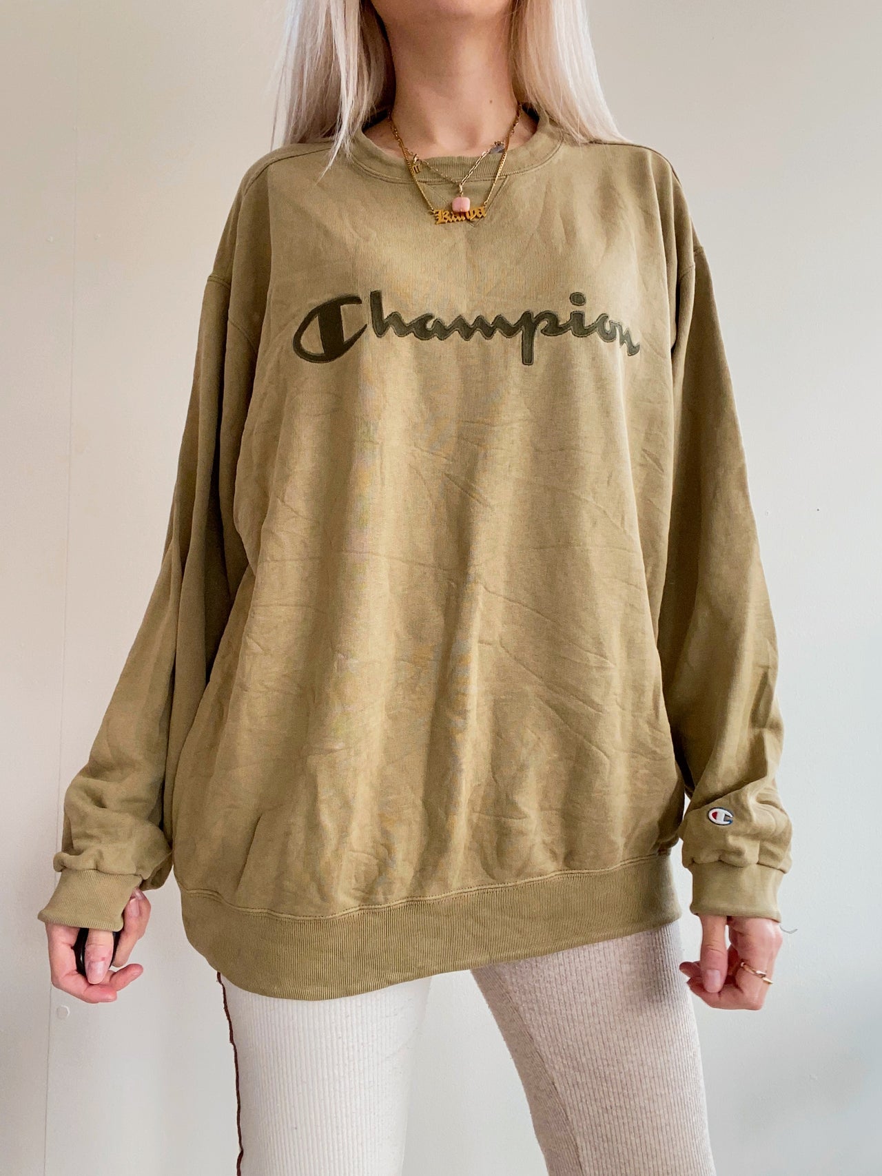 Pull beige/khaki délavé Champion XL