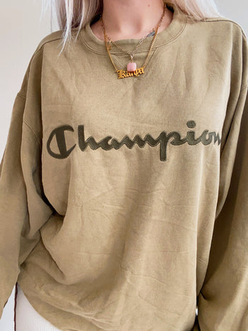 Pull beige/khaki délavé Champion XL