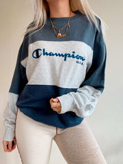 Marineblauer/grauer Champion-XL-Pullover