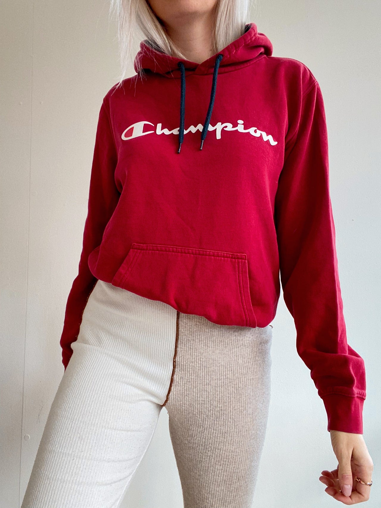 Pull à capuche rouge M