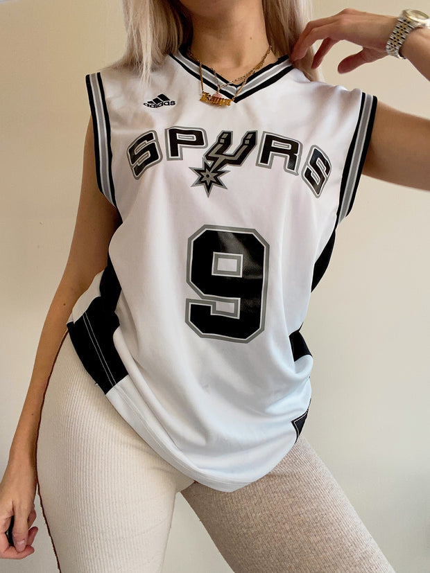 Weiß-schwarzes Parker Spurs NBA-Basketballtrikot