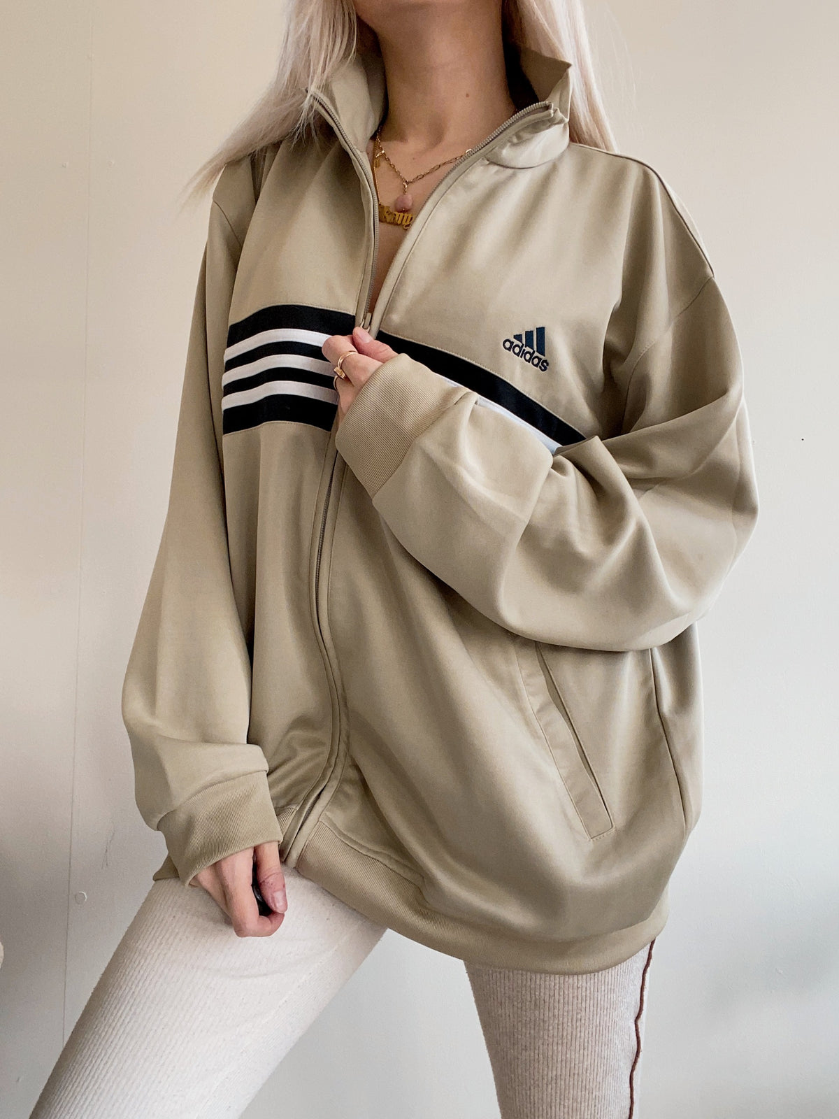 Jacke beige/weiß/schwarz Adidas XL