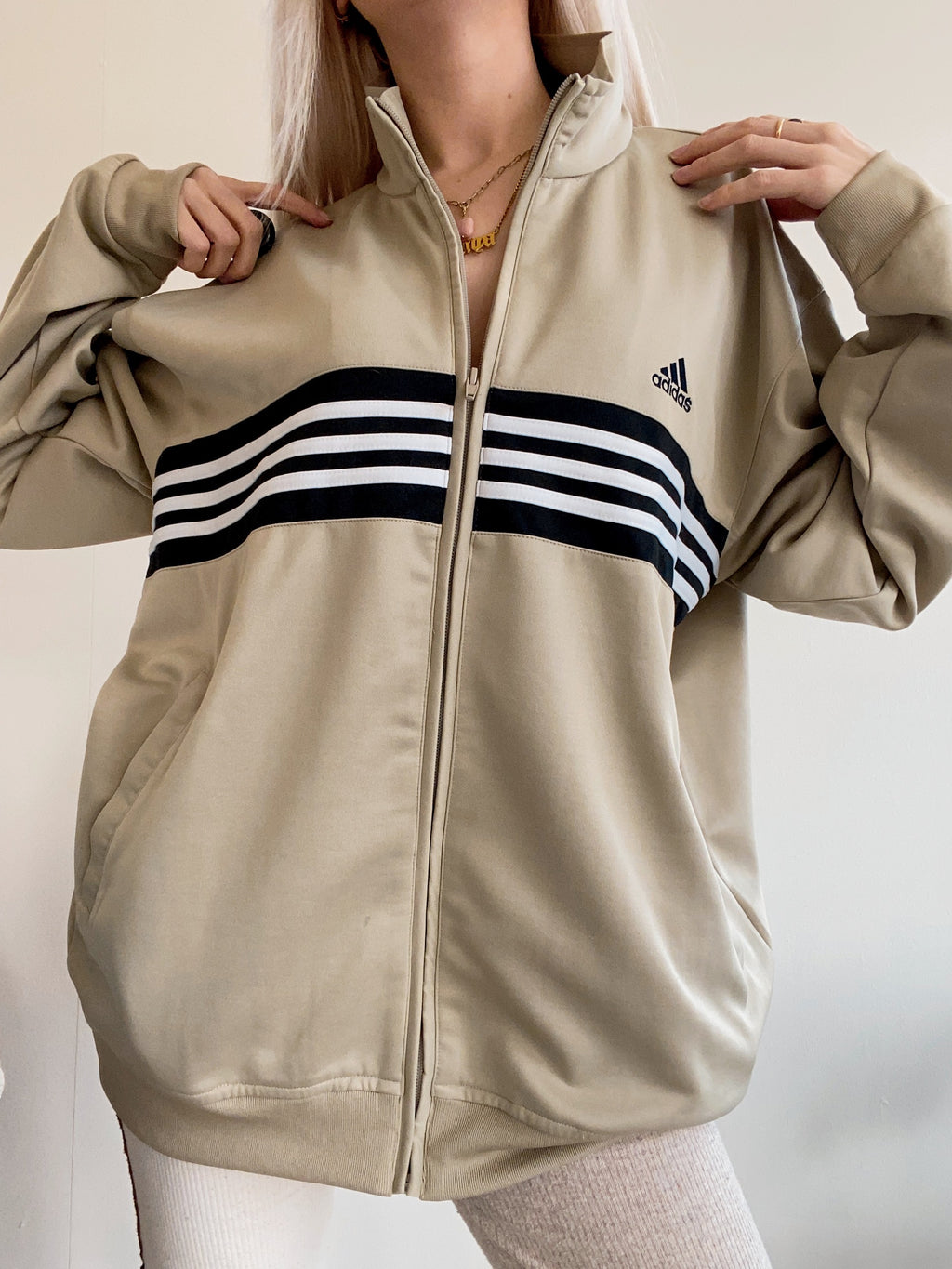 Jacke beige/weiß/schwarz Adidas XL