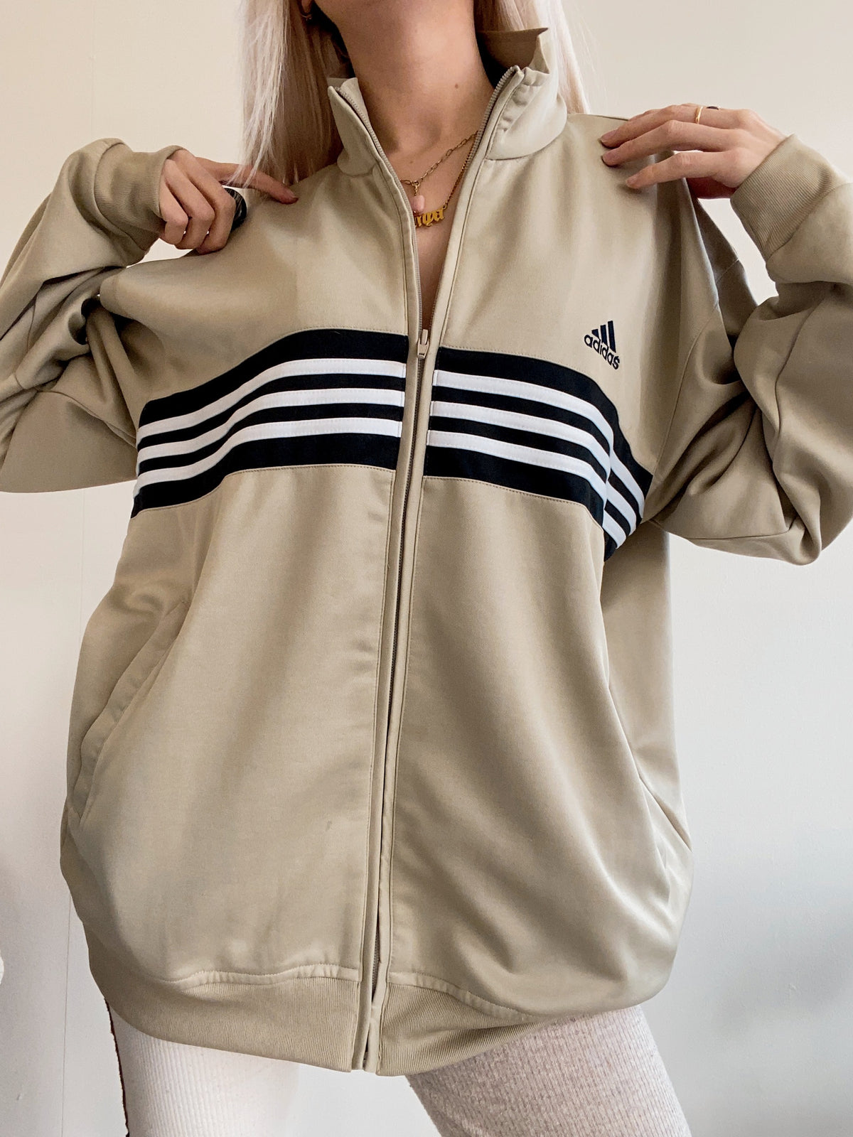 Jacke beige/weiß/schwarz Adidas XL