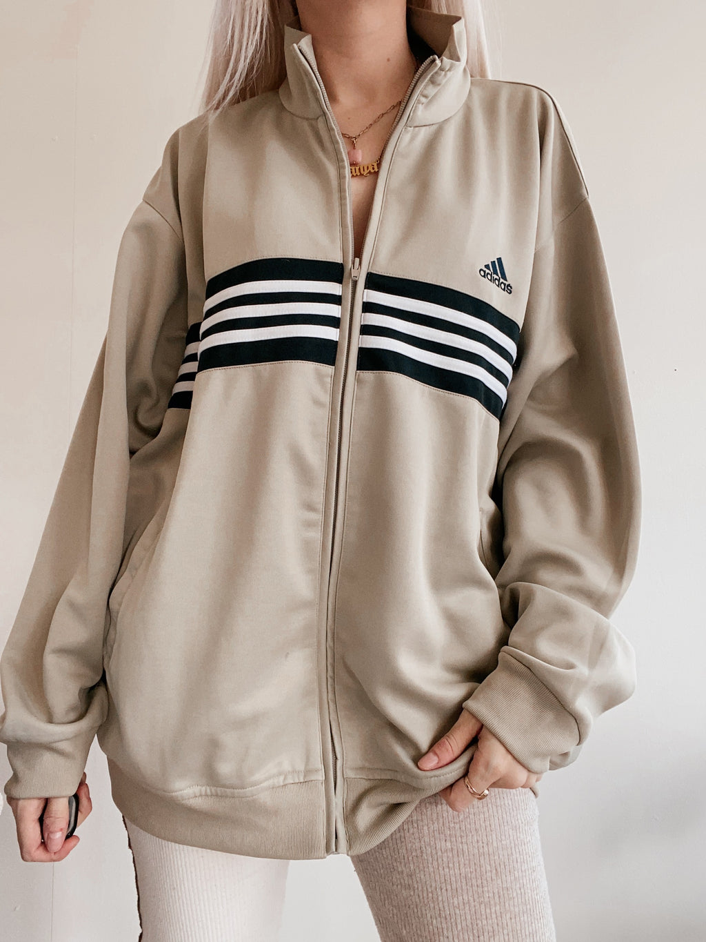 Jacke beige/weiß/schwarz Adidas XL