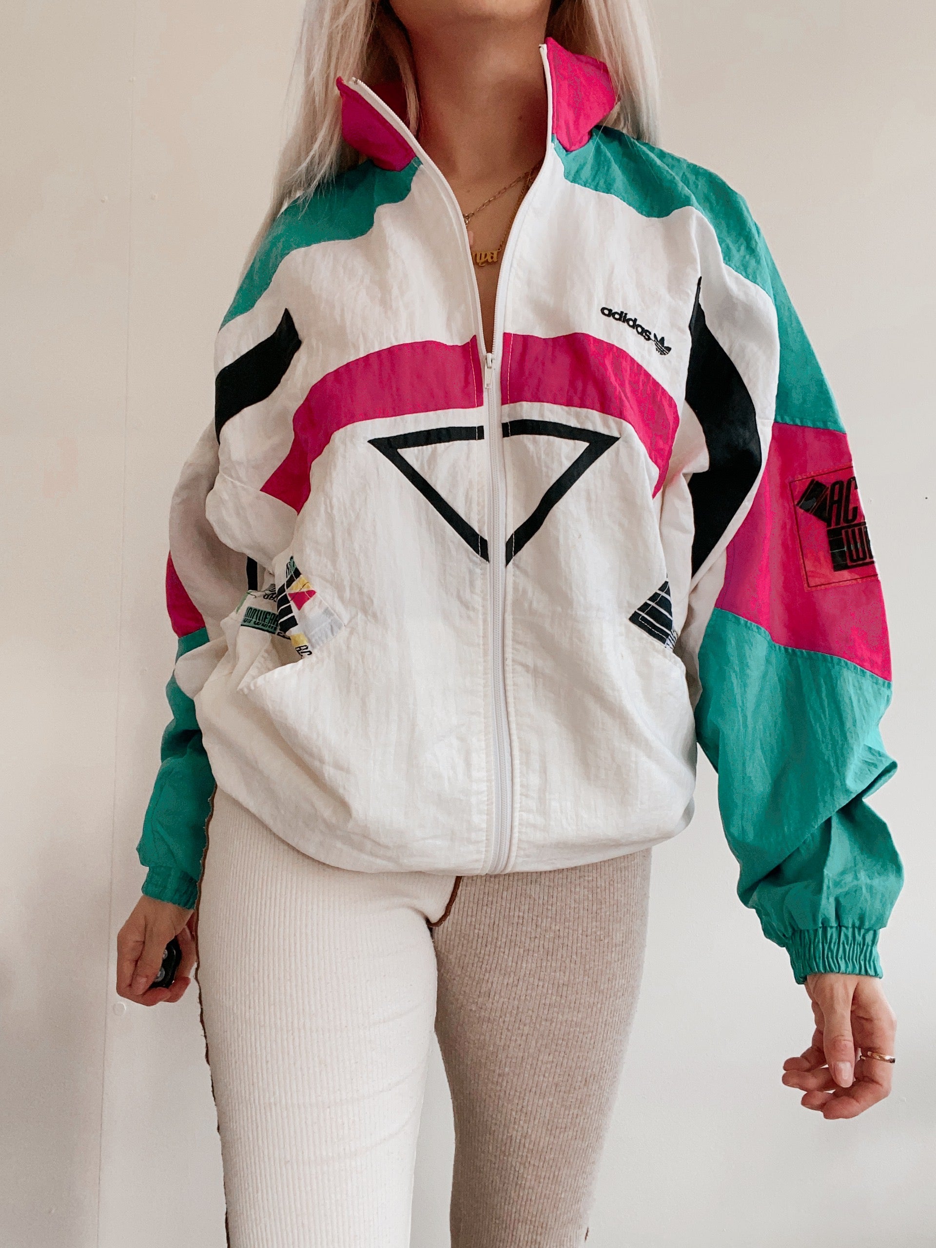 Vintage Adidas XL weiße Jacke