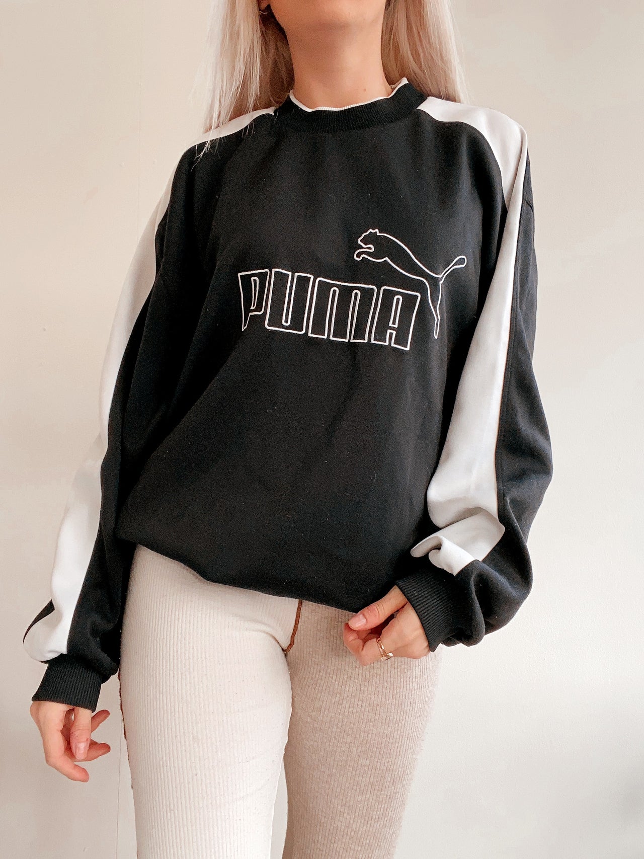 Pull noir et blanc Puma XL