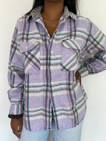 Vintage mauve plaid shirt L