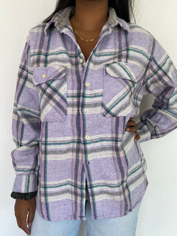 Vintage mauve plaid shirt L