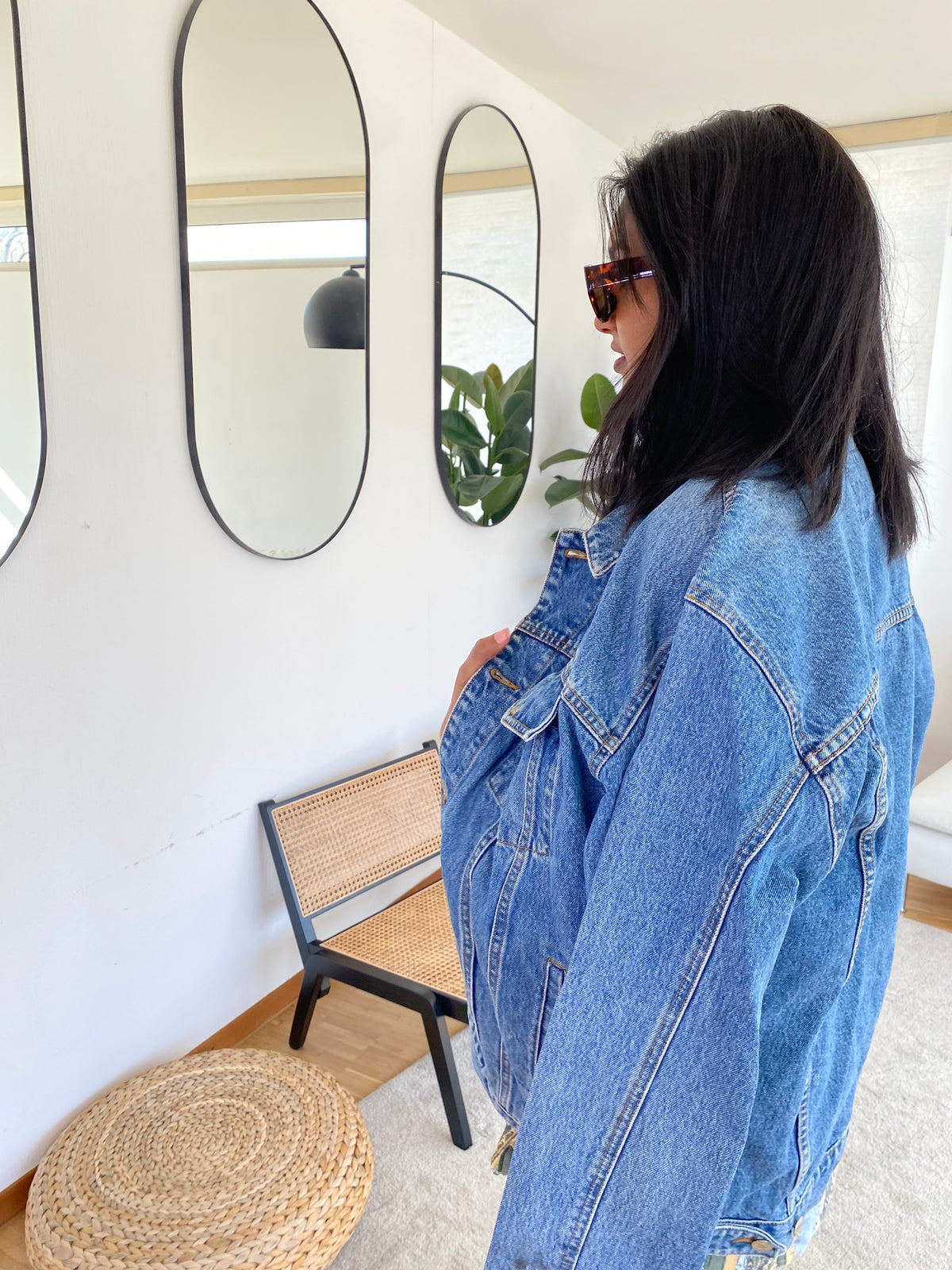 Veste en jeans Vintage bleue XL