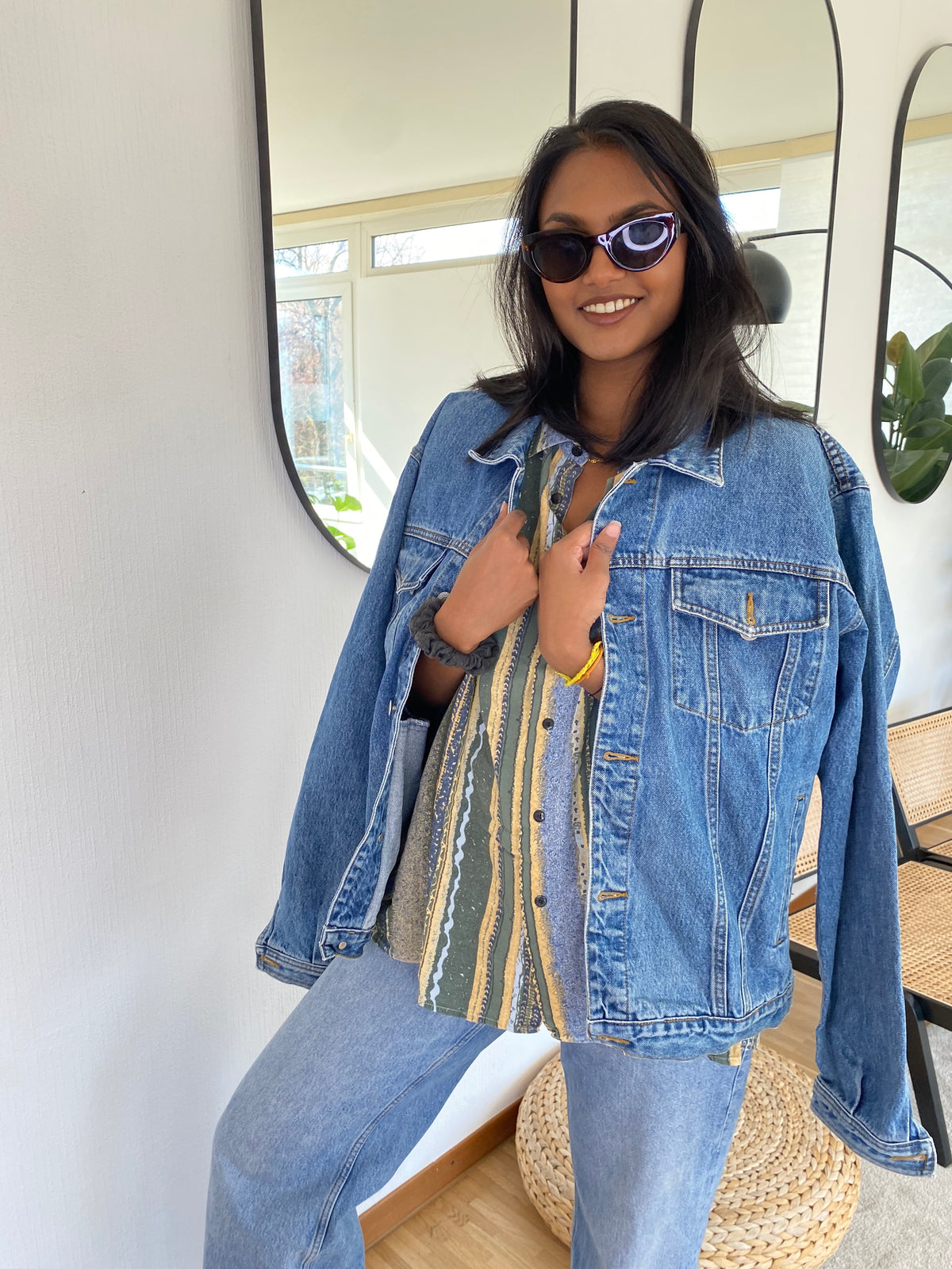 Veste en jeans Vintage bleue XL