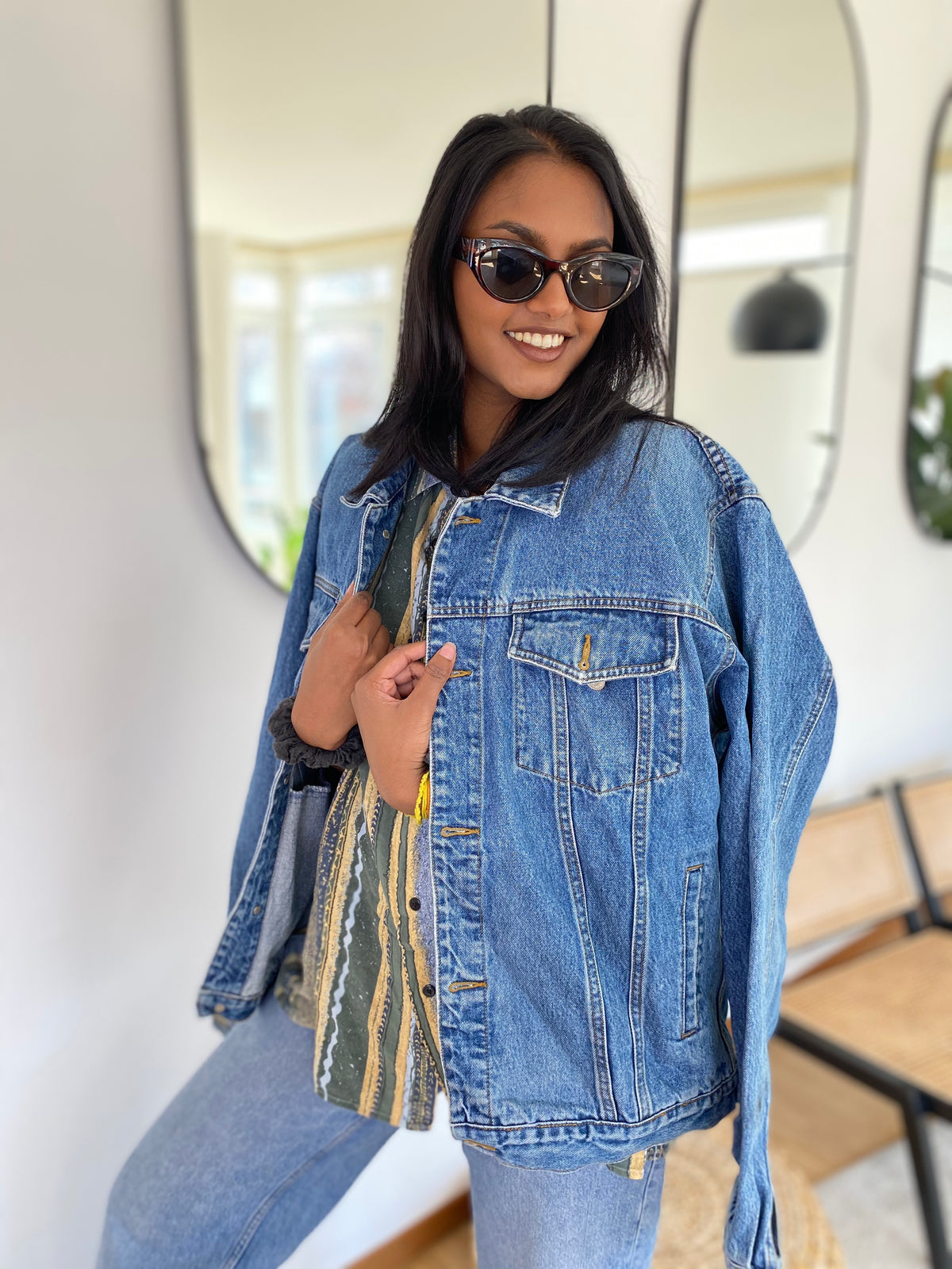 Veste en jeans Vintage bleue XL