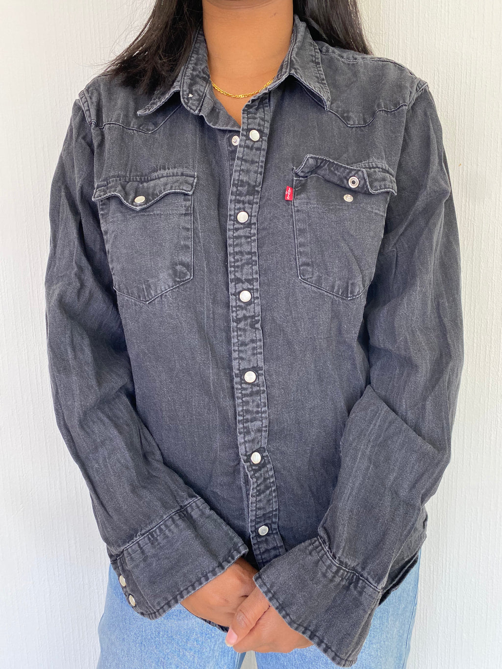 E.Chemise en jeans Levi's grise/boutons en métal L