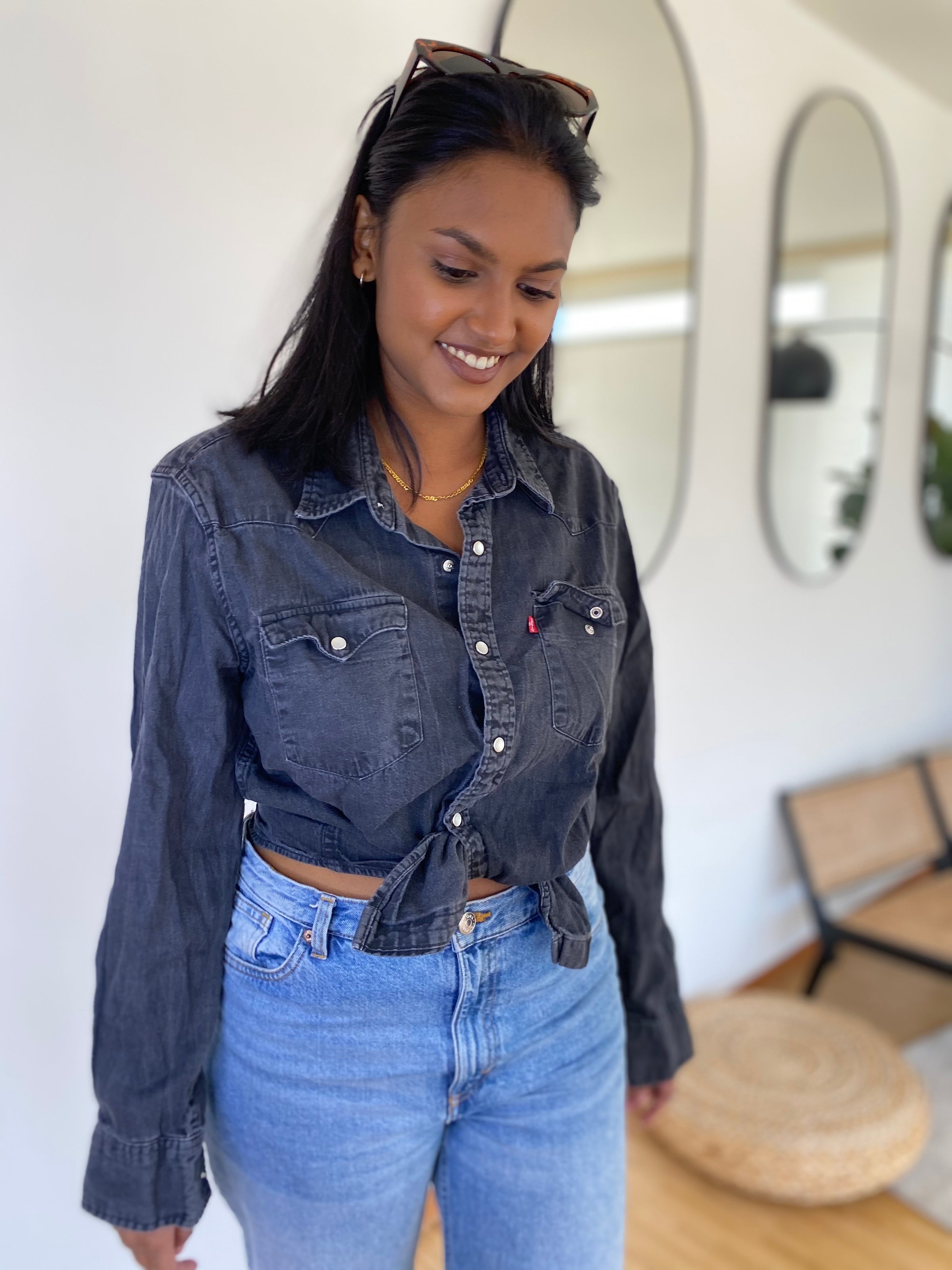E.Chemise en jeans Levi's grise/boutons en métal L