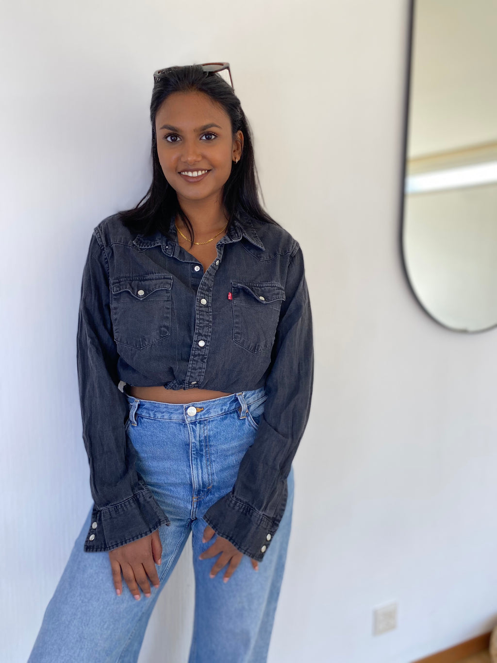 E.Chemise en jeans Levi's grise/boutons en métal L