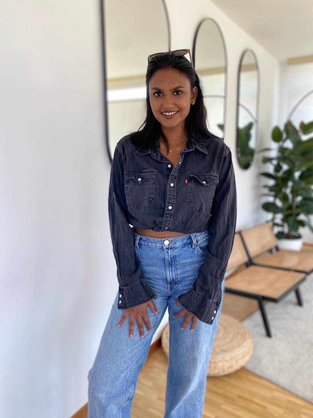 E.Chemise en jeans Levi's grise/boutons en métal L