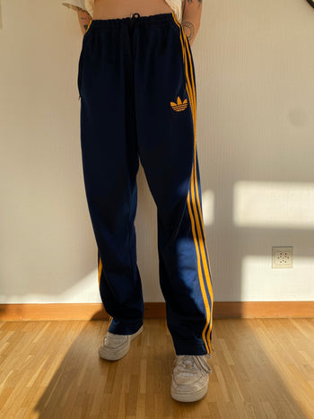 Pantalon jogging bleu/logo orange Adidas L