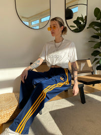 Adidas L blau/orange Logo-Jogginghose
