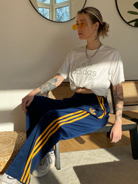 Adidas L blau/orange Logo-Jogginghose