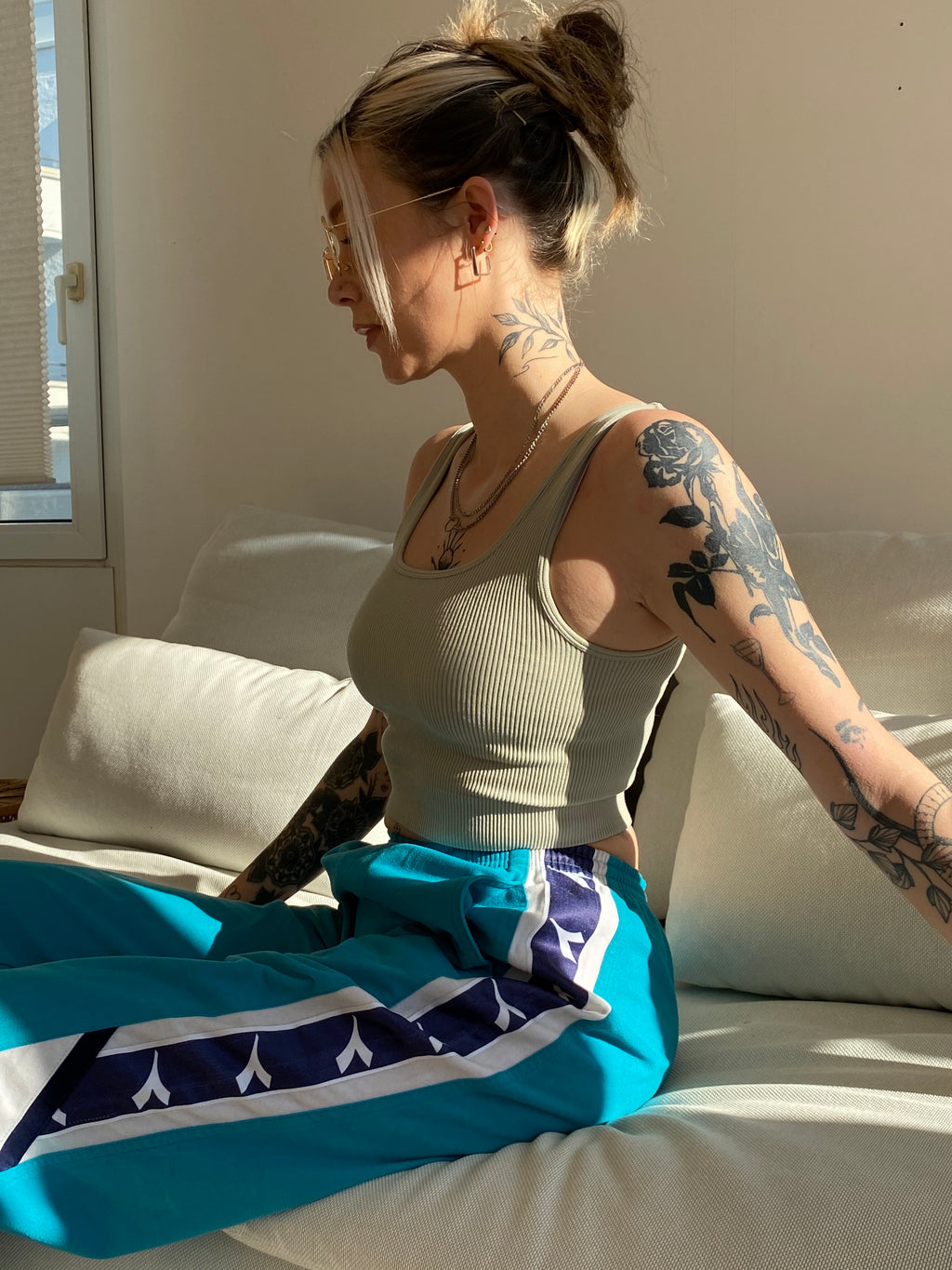 Diadora türkisfarbene Jogginghose M/L