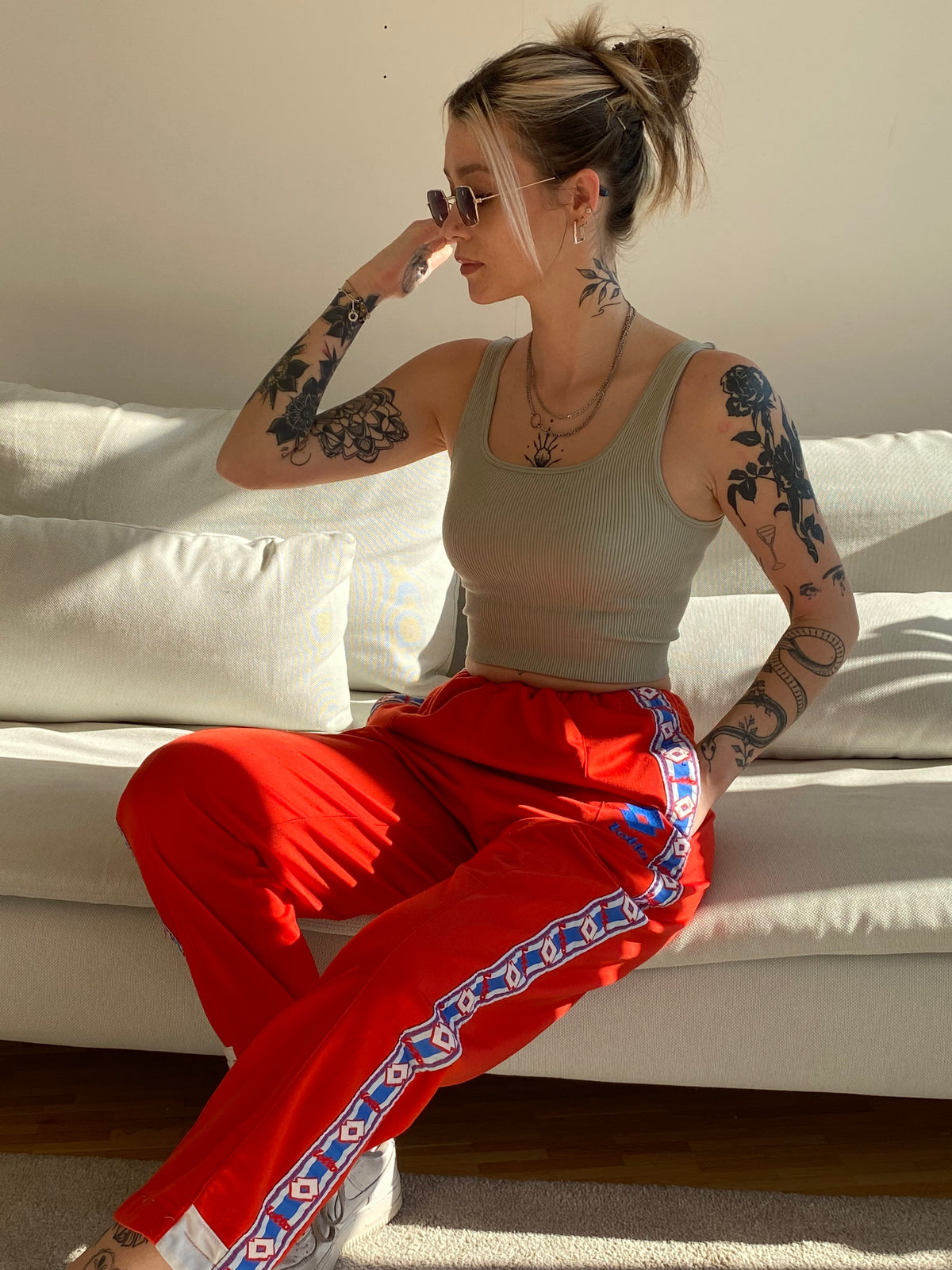 Pantalon jogging rouge Lotto S