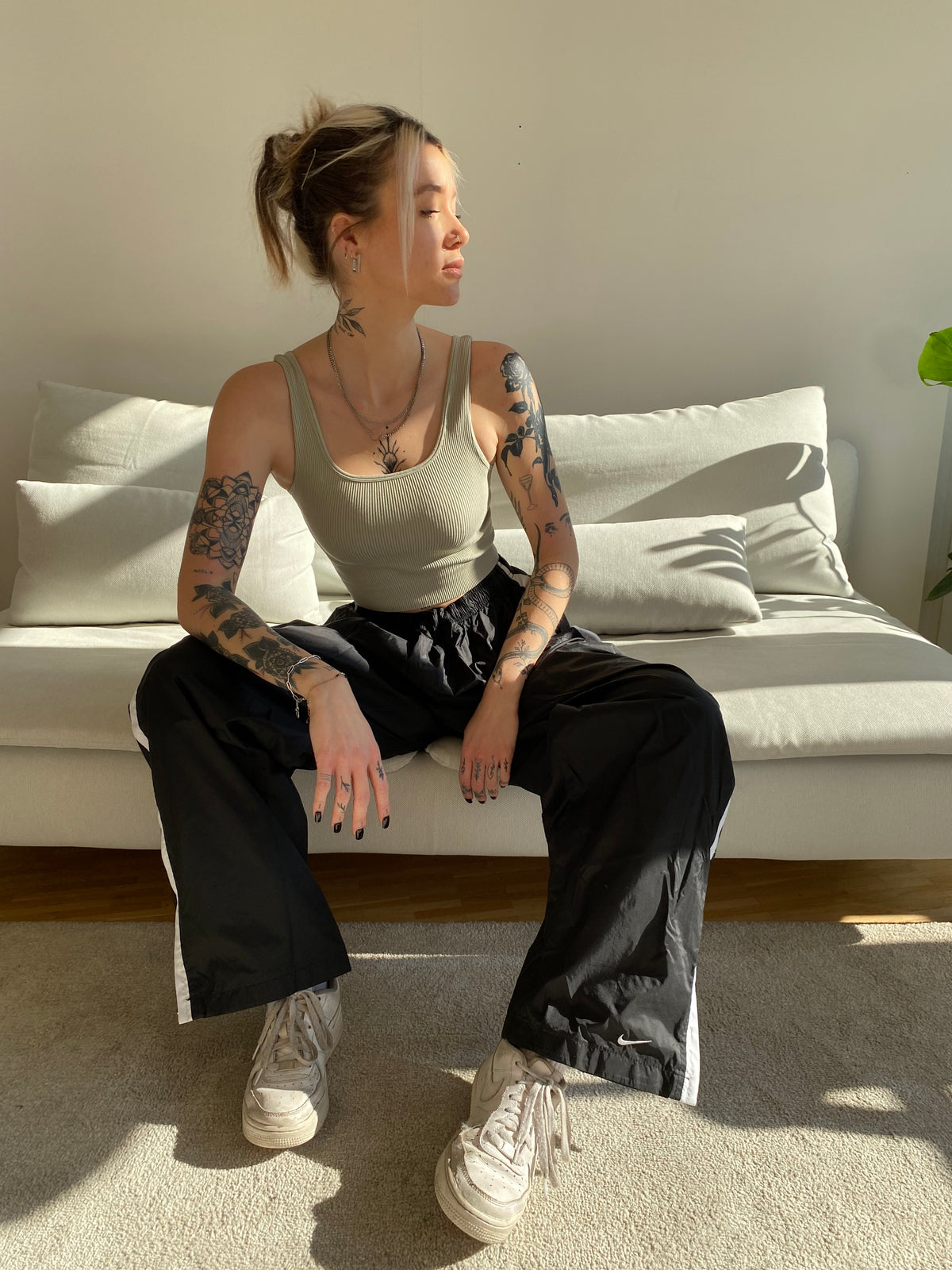 Pantalon jogging noir/bandes blanches Nike XL