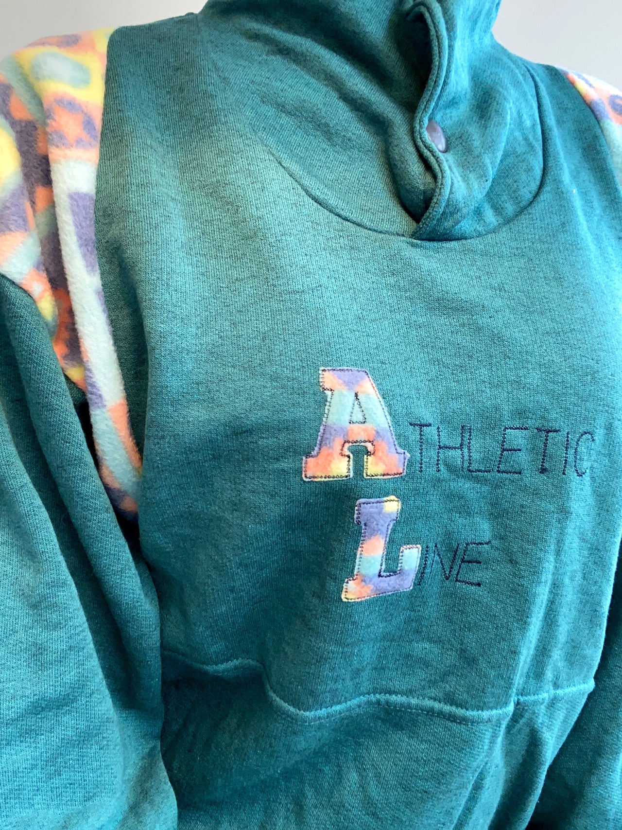 Pull vintage vert à motifs multicolores Athletic Line S