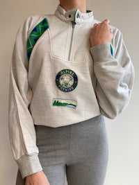 Alpine Fashion Vintage grau bestickter Pullover S/M