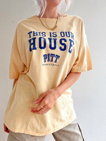 Vintage USA Hellgelbes Pitt Basketball XL T-Shirt