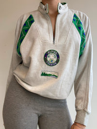 Alpine Fashion Vintage grau bestickter Pullover S/M