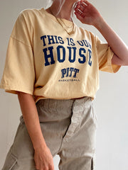 T-shirt vintage USA jaune clair Pitt Basketball XL