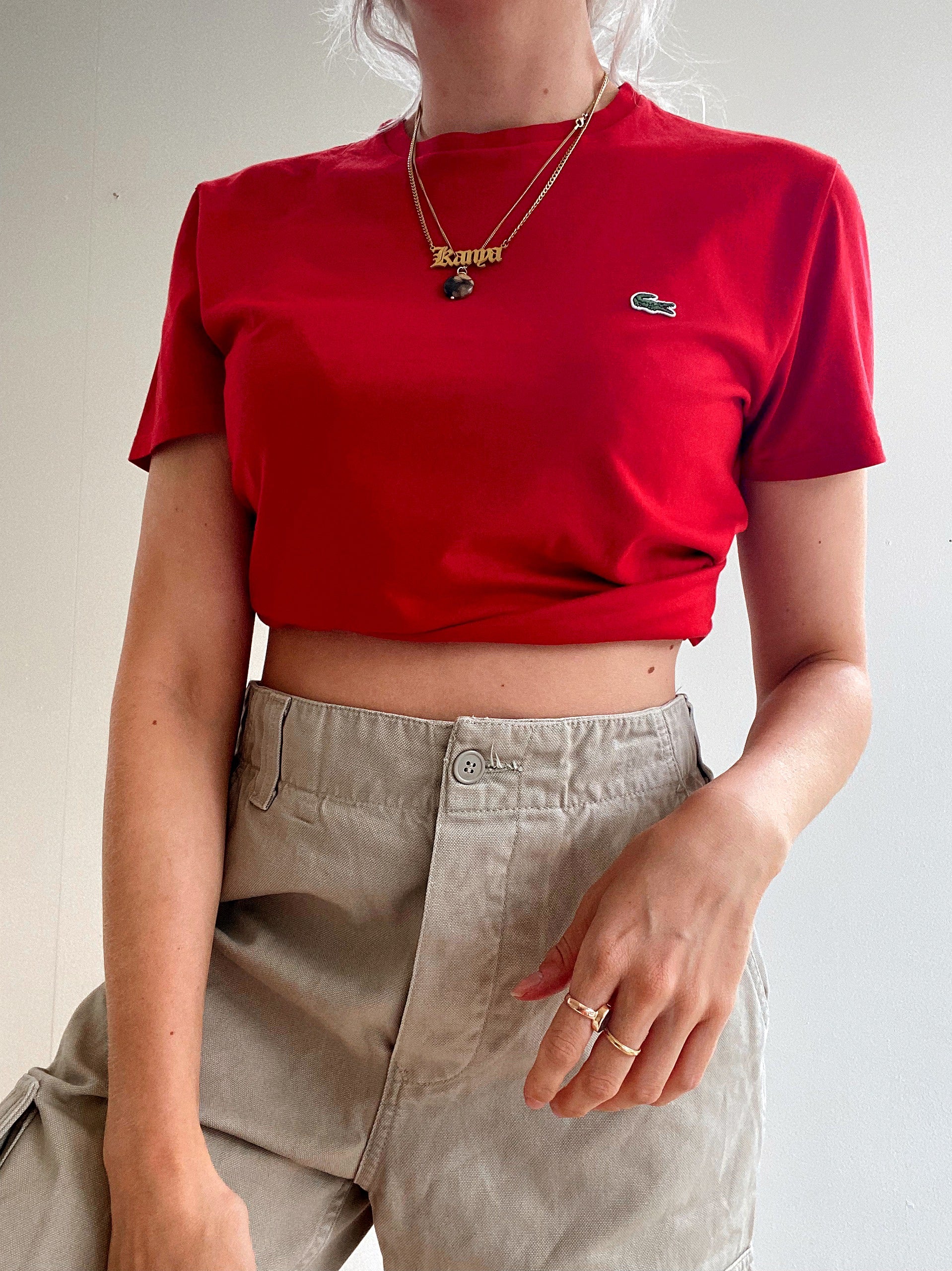 Red Lacoste S t-shirt