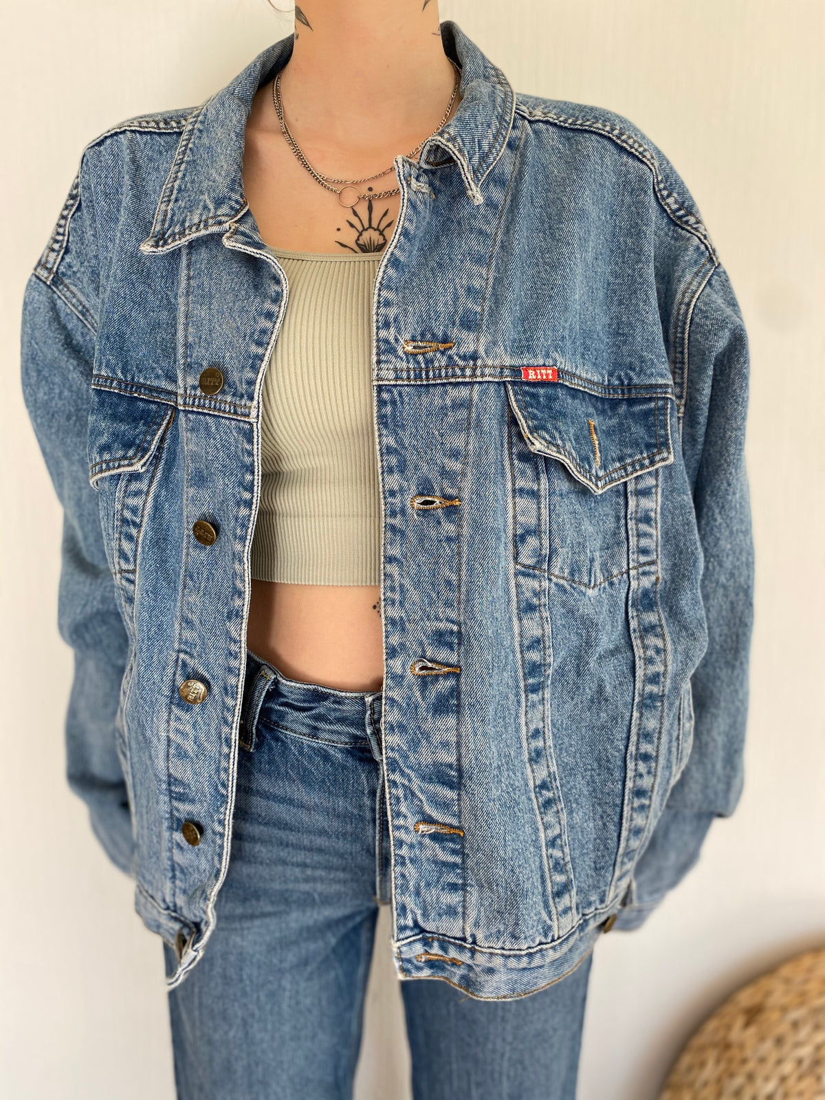 Vintage Light Blue Denim Jacket XL