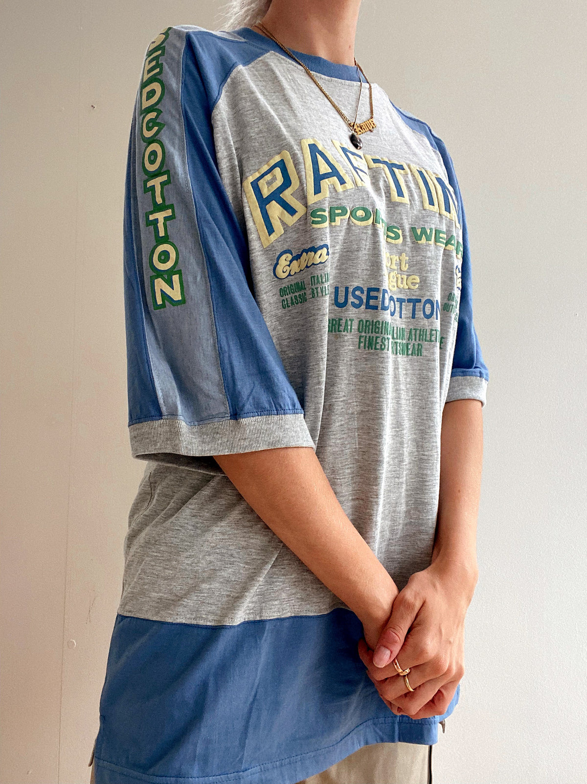 T-shirt vintage USA gris et bleu L