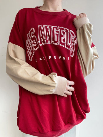 Pull USA fin rouge et beige Los Angeles XL